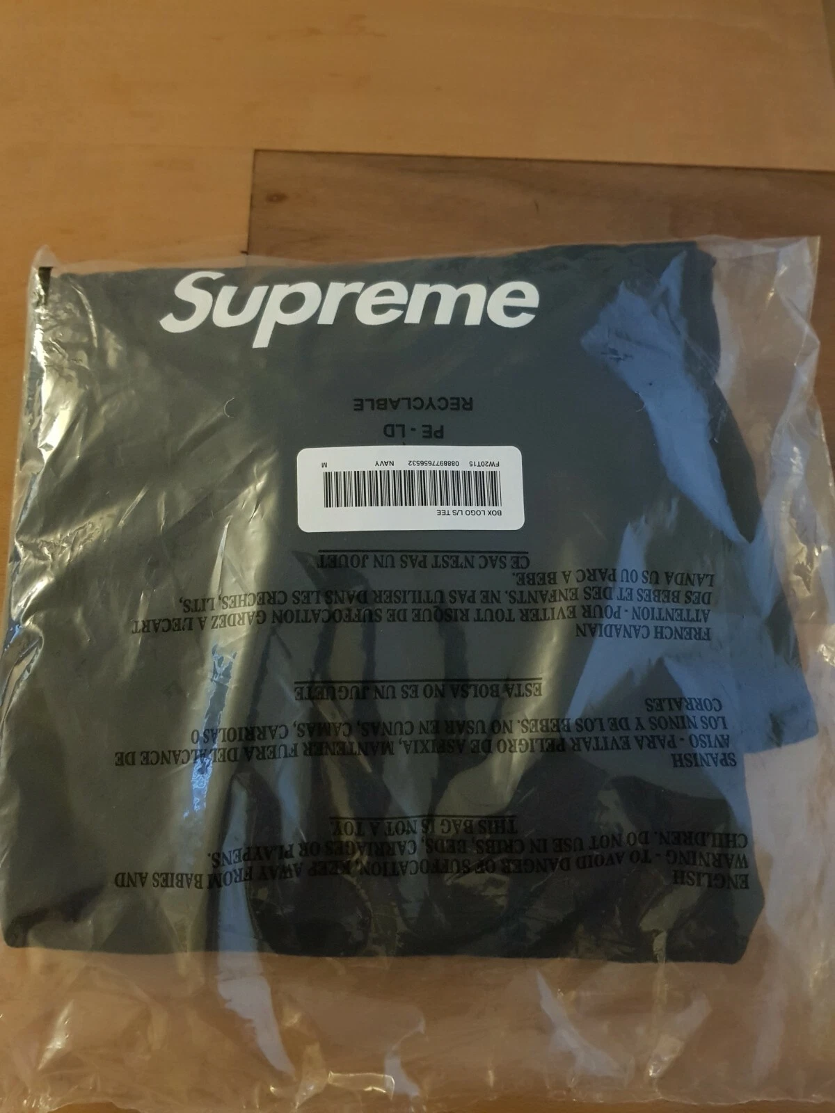 T shirt Supreme Box Logo L/S   M   Marine