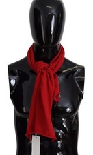 SPADALONGA Scarf Red Solid Wool Blend Neck Wrap Rectangle Men Shawl RRP 150usd