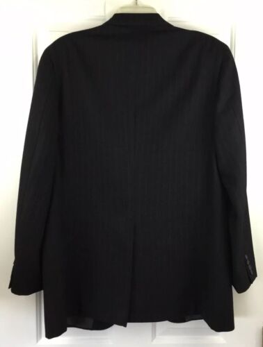 Southwick Suit Mens 40R Black Pin Striped 2 Button Flannel Pants Size 36x31 - Picture 4 of 12