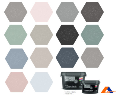 Wandfarbe, Innenfarbe Glitzer, Glimmerfarbe, grün,blau,rot,grau,beige,mint,weiß