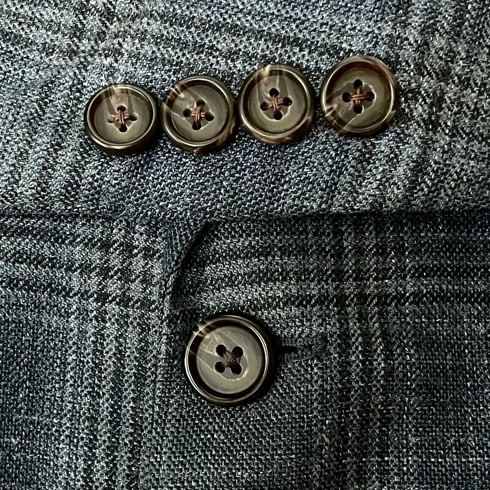 Casaco esportivo azul masculino Ralph Lauren xadrez xadrez jaqueta lã seda linho blazer 42 - Imagem 3 de 4