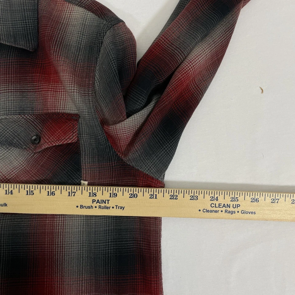 Vans Mens Shirt Button-Up Plaid Flannel Size M Burgundy Gray Skate. - Image 2 of 4