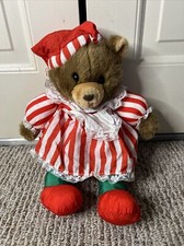 Christmas Puffalump Teddy Santa Bear Plush Stuffed Animal JS International VTG
