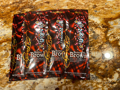 Ed Hardy BUTTER ME BROWN Dark DHA FREE Bronzer Tanning Lotion 4 .5oz PACKETS