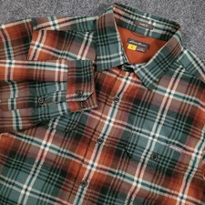 Eddie Bauer Travex Flannel Shirt Men's M Classic Plaid Tech Flap Pockets Stretch
