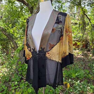SPENCER ALEXIS Vintage Kimono Top Whimsygoth Burnout Velvet Silk Blend Large