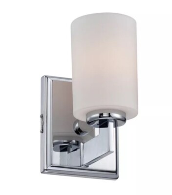 Elstead Quiozel Lighting Taylor Bath 1 Light Wall Light, Chrome Opal Glass 