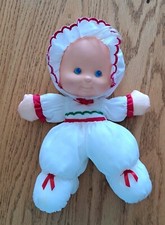 Fisher Price Puffalump Kids Christmas Doll Plush Nylon White Red Green 11"