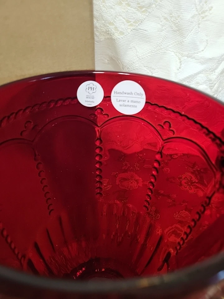 Princess House Marbella Ruby Red Glass Pitcher With Handle #3258 - Brand New! - Image 3 of 4