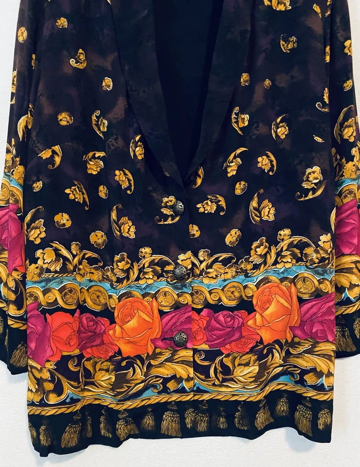 Blazer Carole Little para Mujer 18 Boho Artístico Floral Longline Ligero Con Botones Foto 3 de 4