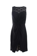 Alex Evenings Black Lace-Sequin Panel Dress