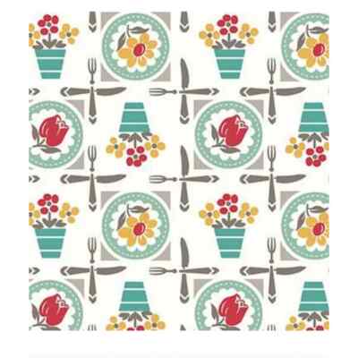 $7 Per Yard COOK BOOK Seaglass Table Quilt Fabric C11755 Lori Holt / Riley Blake