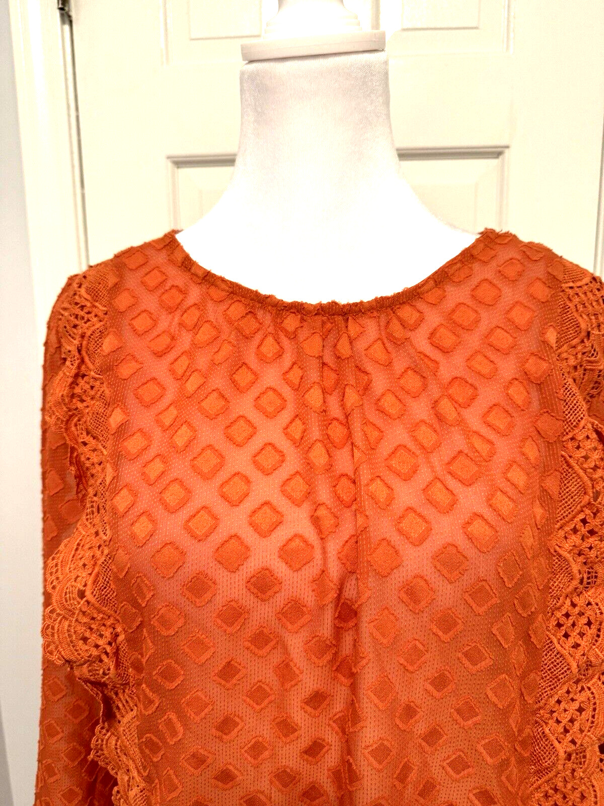 Haute Fox Sheer Rust Diamond Shape Pattern Long S… - image 2