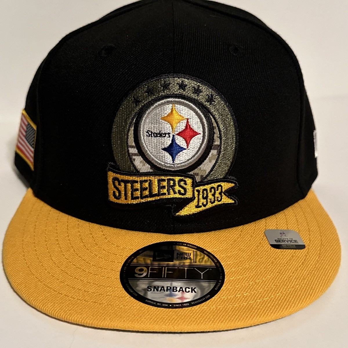 Pittsburgh Steelers New Era 9Fifty Black Gold Adjustable Snapback Hat NEW  1933
