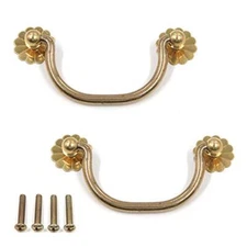  Pure Brass Cabinet Pulls Vintage Handle and Pulls for Length: 3.3 inch Gold