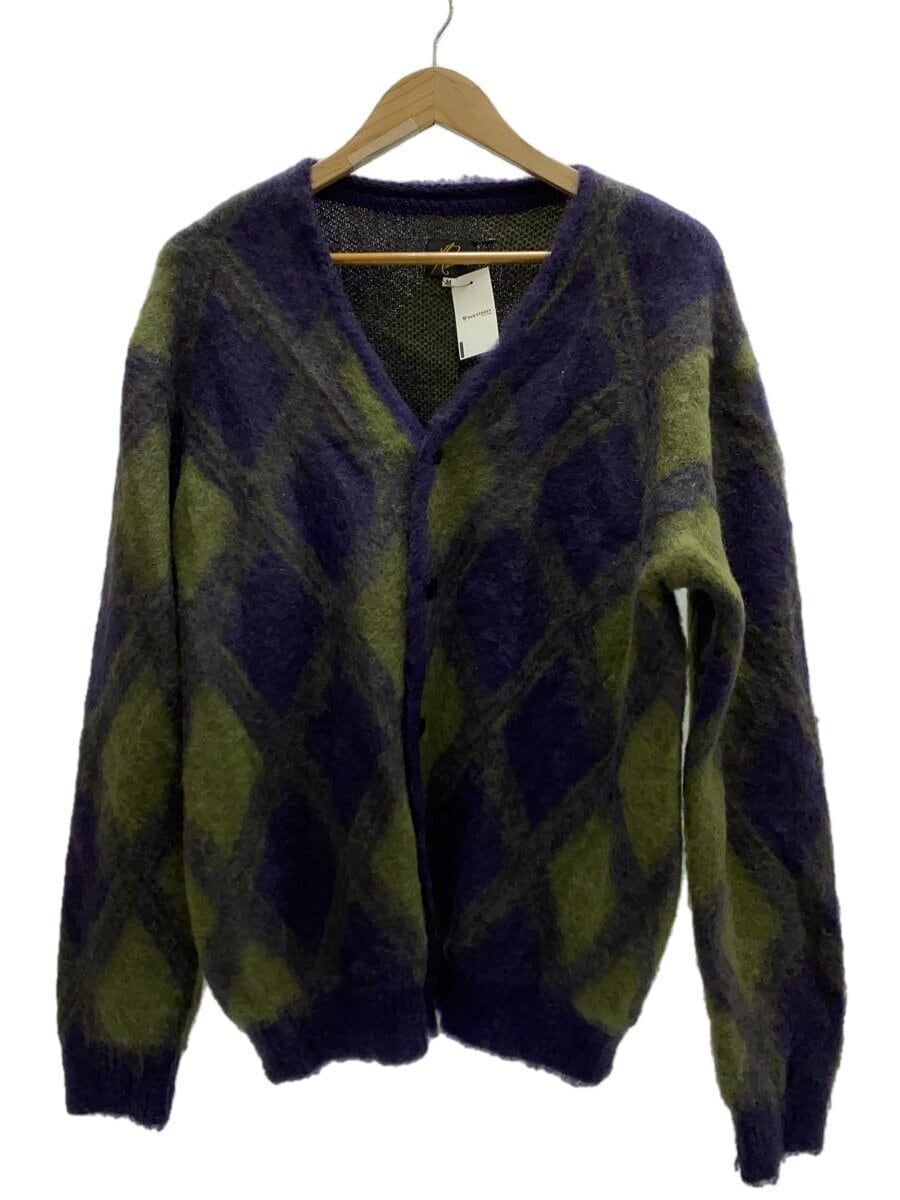 Needles Cardigan Mohair (Thick M Purple Check Argyle NS278 Needles Cardigan Mohair (Thick M Purple Check Argyle NS278