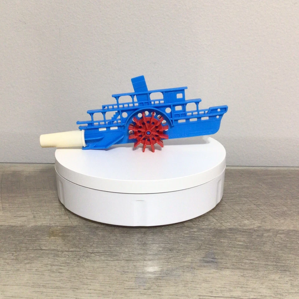 Vintage Bruder Germany Blue Plastic Steamboat Boat Whistle Kazoo Toy - Image 2 of 4