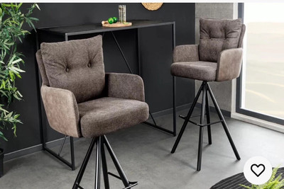 Barhocker BIG GEORGE - taupe- Samt - 360° drehbar - Federkern - Armlehnen