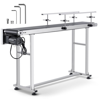 #ad Belt Conveyor PVC Stainless Steel Belt Conveyor 59quot;x7.8quot; Double Guardrail $203.99