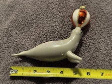 Vintage Italian Blown Glass Christmas Ornament De Carlini ? Seal w/ Ball