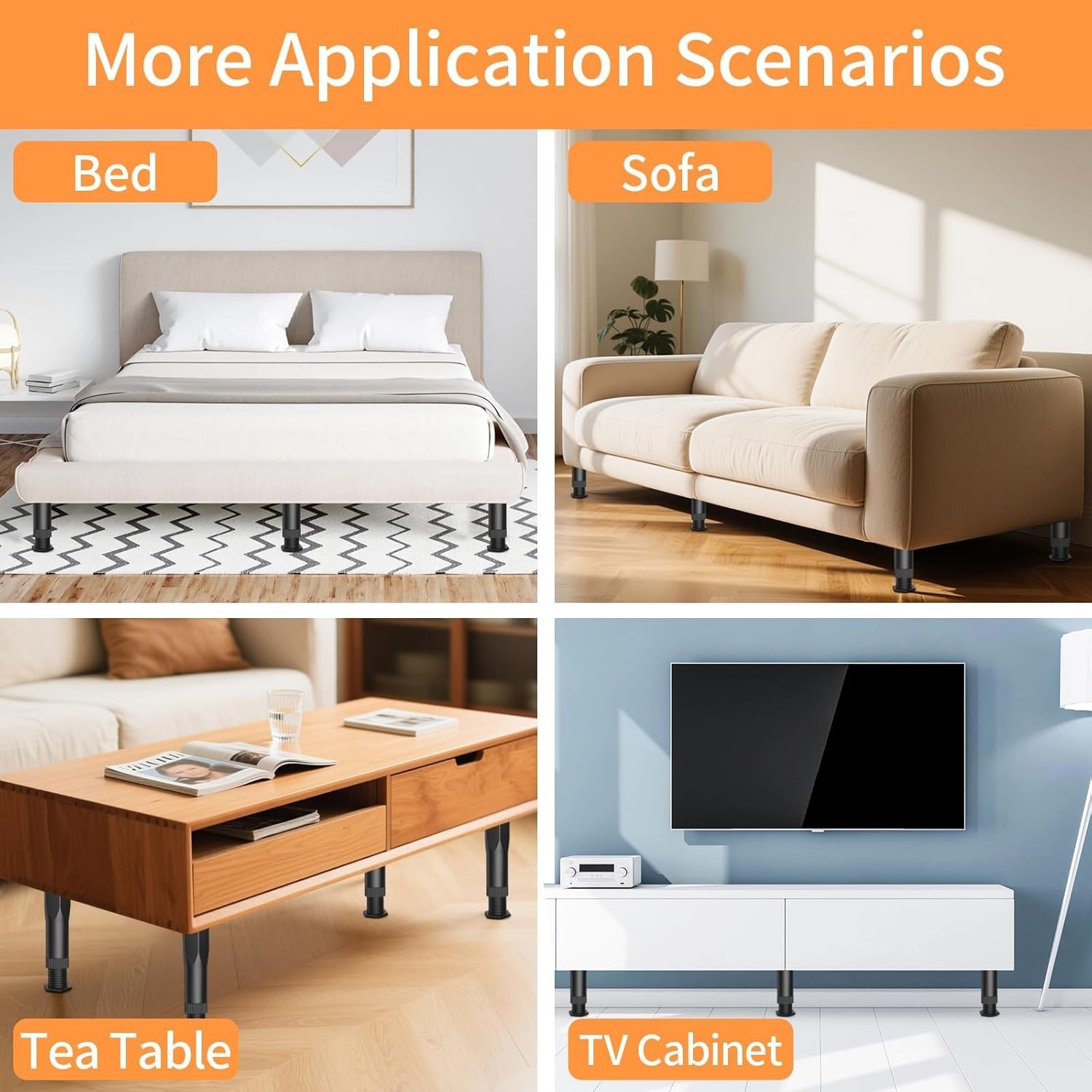 1/8 PCS Adjustable Bed Support Legs Frame Support Legs for King Queen Bed Slats