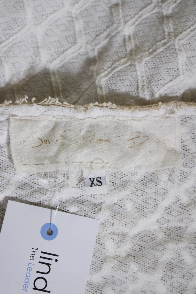 Jen's Pirate Booty Women's Boat Neck Fringe Sleeveless Blouse Beige Size XS - Image 4 of 4