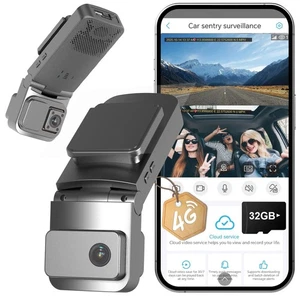 4G LTE Dash Camera with Remote View, Car Security Camera with Dual Front and Ins