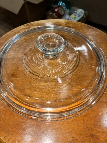 VTG Pyrex G-1-C Borosilicate Clear Glass Lid For 2.5 Qt Corning Ware Large Knob