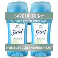 2 Pack Secret Invisible Solid Antiperspirant Deodorant for Women, 2.6 oz