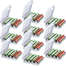10 Pack Battery Storage Organizer Case - Transparent AA/AAA Cell Battery Hold...
