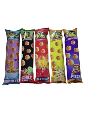 Bundle Tigaz Corn Balls 1x Ketchup 20g, 1x Cheese 20g, 1x Pizza 20g, 1x Chilli &