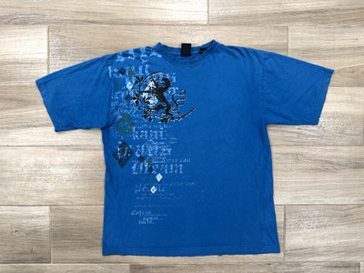 Vintage Karl Kani Men's T-Shirt LARGE Blue Streetwear Grunge 90s Y2K *SEE PICS