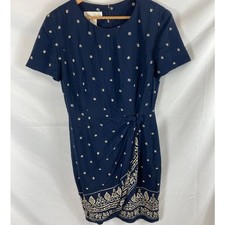 Casual Corner Navy Blue Short Sleeve Wrap front dress size 6