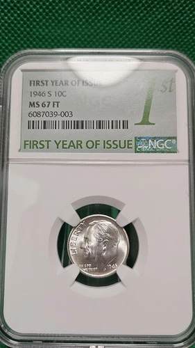 1946-S Roosevelt Dime 10c MS67 FT