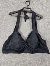 Avenue Bikini Top Womens 26W Black Halter Twist Front Padded Plus Size Swimwear