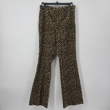 Vintage 90  s Leopard Print Velvet High Rise Flare Pants Womens Size 8