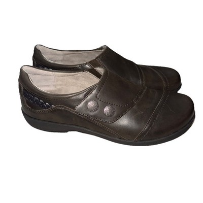 Aetrex Karina Shoes Women s 10.5-11 Brown Leather Orthopedic Monk Strap DM507WM