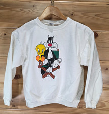 VTG Acme Tweety Bird Sylvester Kids Sweatshirt Crewneck Large Double Sided 90s