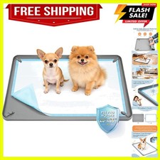 Silicone Puppy Pad Holder Tray with Clips Fits for 24"x35" Pee Pads - Grey