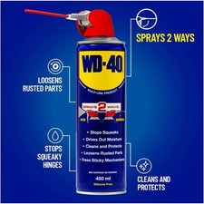 WD-40 Multi Use Lubricant Spray 450ml, Wide and Narrow Smart Straw, Multipurpose 19.98 per litre
