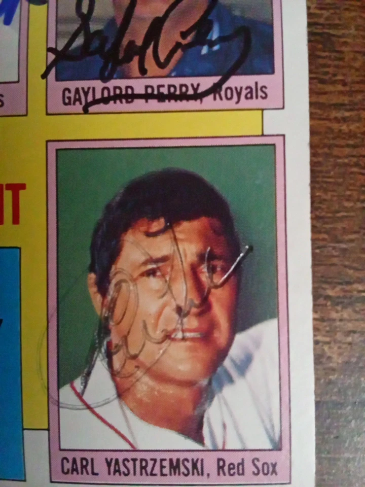 Tarjeta firmada con autógrafo Topps #6 1984 Carl Yastrzemski Gaylord Perry Johnny Bench Foto 4 de 4