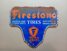 Vintage Firestone Tires Porcelain Enamel Metal Sign 6 X 5 Inch