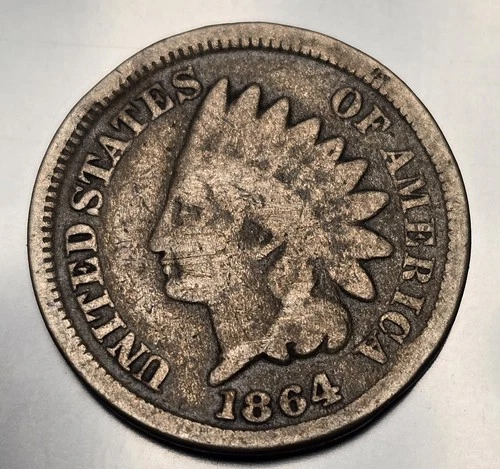 OLD 1864 VG Indian Head Cent Penny Us Coin Copper Nickel Vg