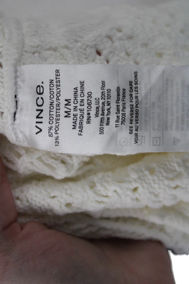 Vince Mujer Camisola Blanca Cuello en V Geométrica Boho Algodón Poliéster Talla M Foto 4 de 4