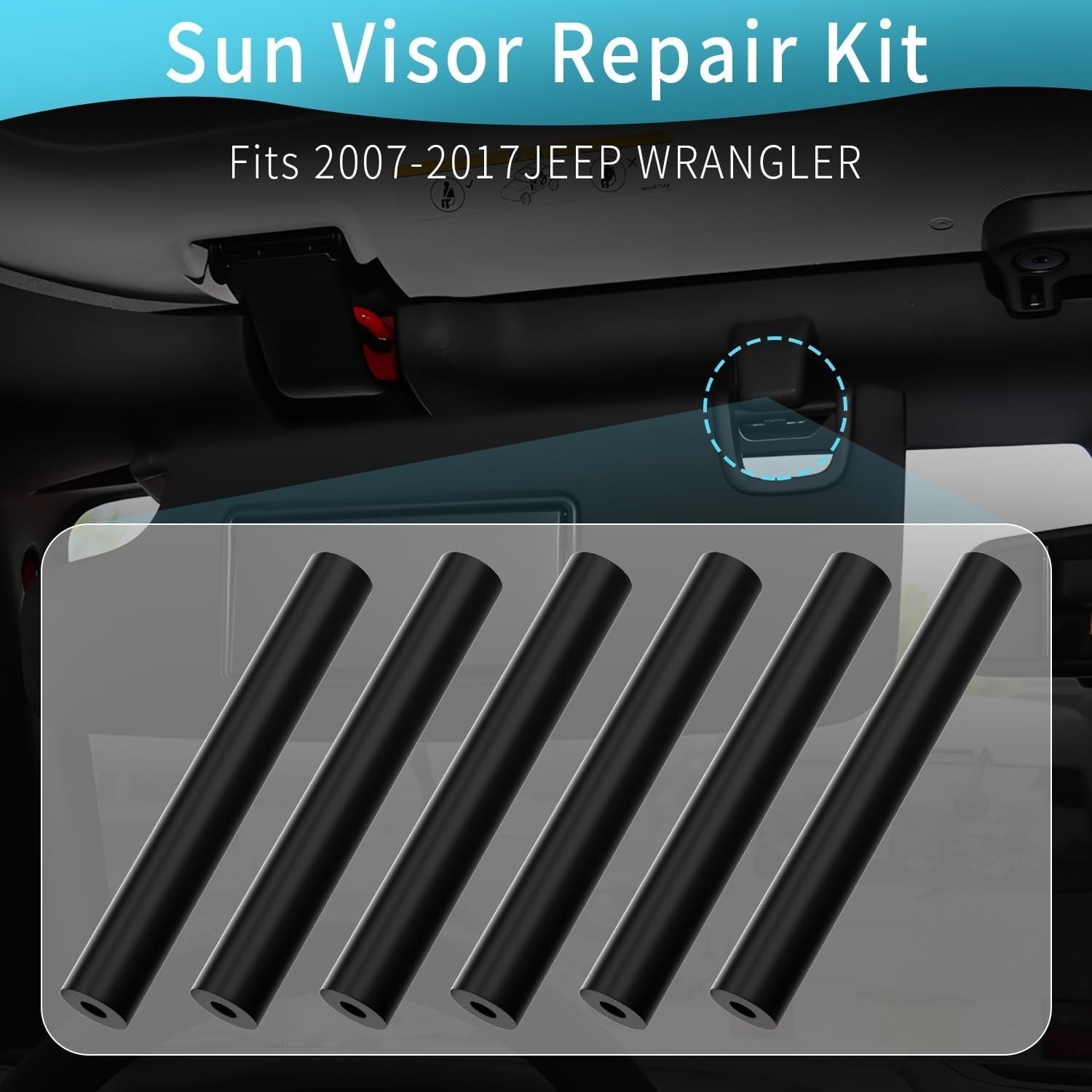 Quick-Install 6 Pack Sun Visor Repair Kit for Jeep Wrangler JK JKU 2007-2017 thumbnail 4
