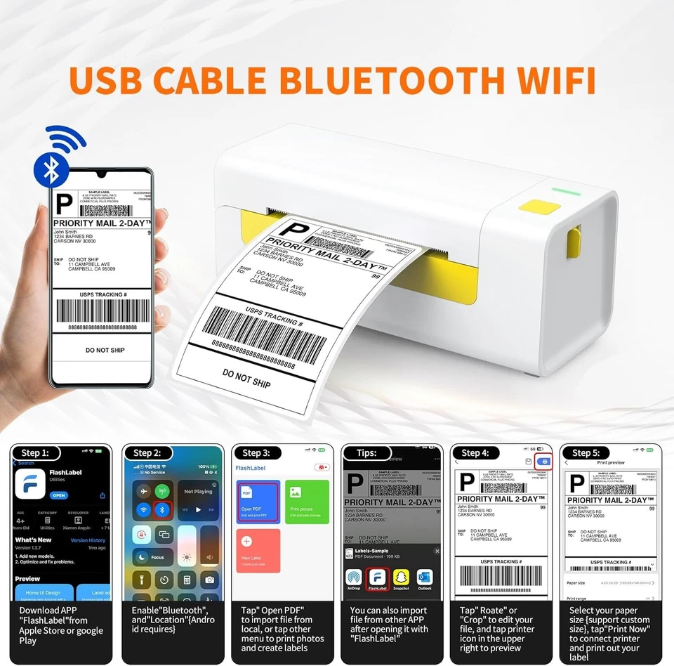 Thermal Bluetooth Shipping Label Printer 4x6 – Mac Windows Android iOS (Open Box - Image 4 of 4