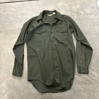 True Vintage Key Imperial Green Work Shirt USA Made 60s 70s L/XL Button Up