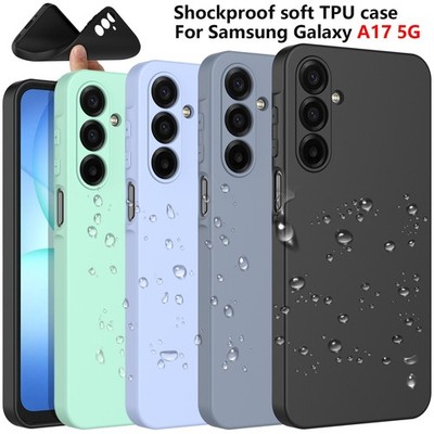 For Samsung Galaxy A17 A16 A15 A14 5G Silicone Case Phone Cover + Tempered Glass