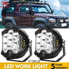 2Pcs 5" Round LED Work Light Pods Spot Flood SUV ATV Off Road Truck Fog Lights