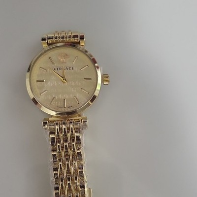 Versace Swiss Made Quartz Analog Gold Metal Bracelet Luxury Dress Watch